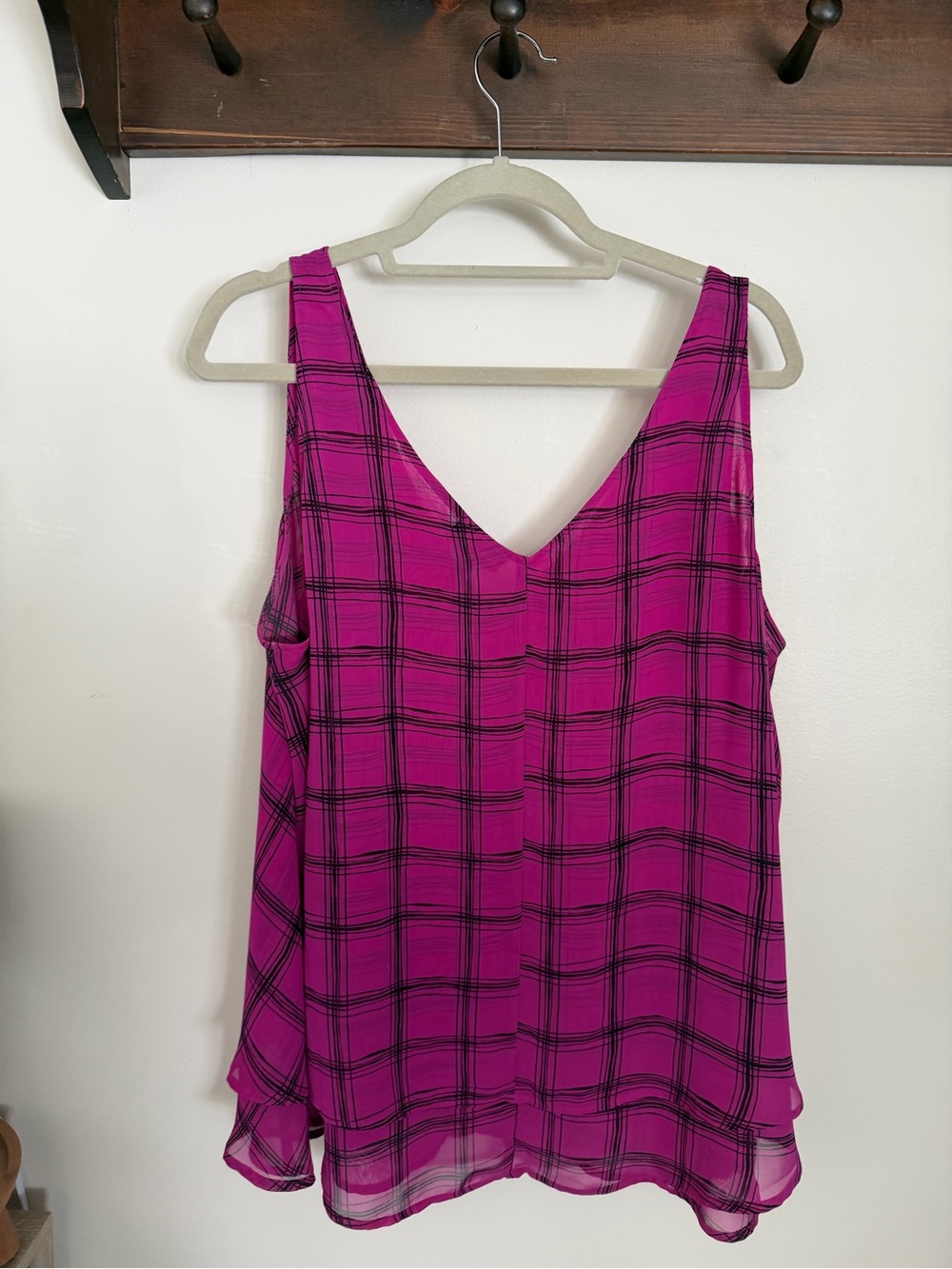 Lane Bryant Hot Pink Plaid V-Neck Sleeveless Camisole